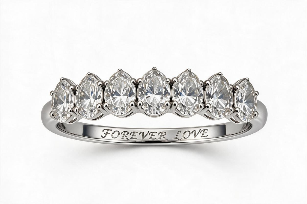 Oval 7-Stone Moissanite Half Eternity Ring