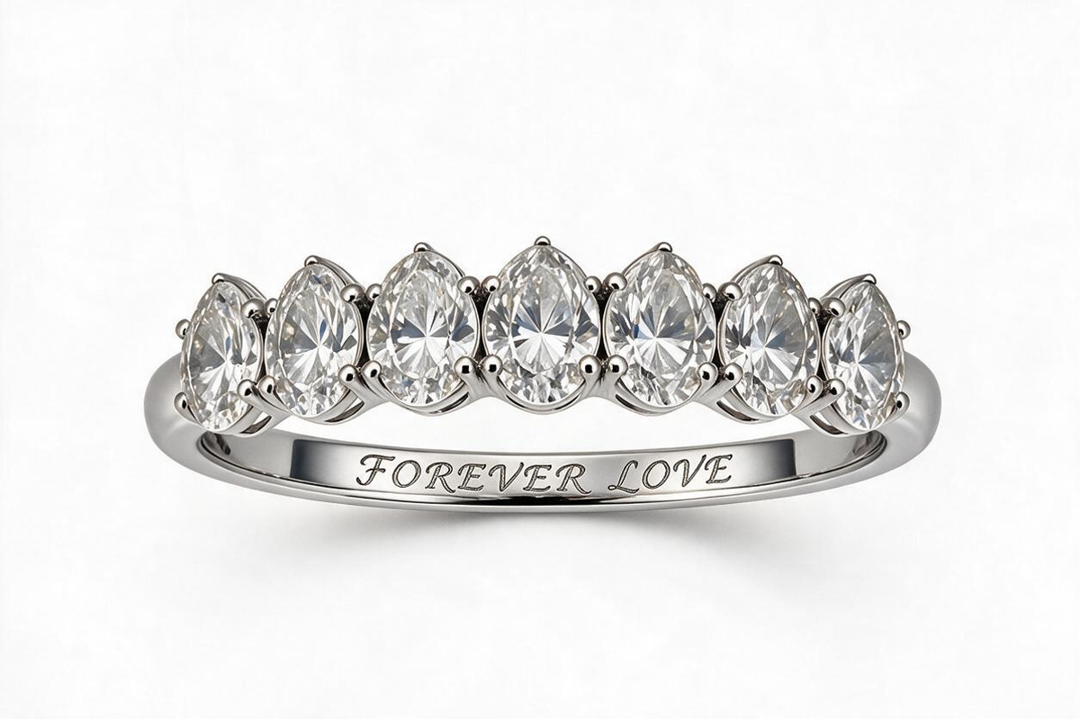 Oval 7-Stone Moissanite Half Eternity Ring