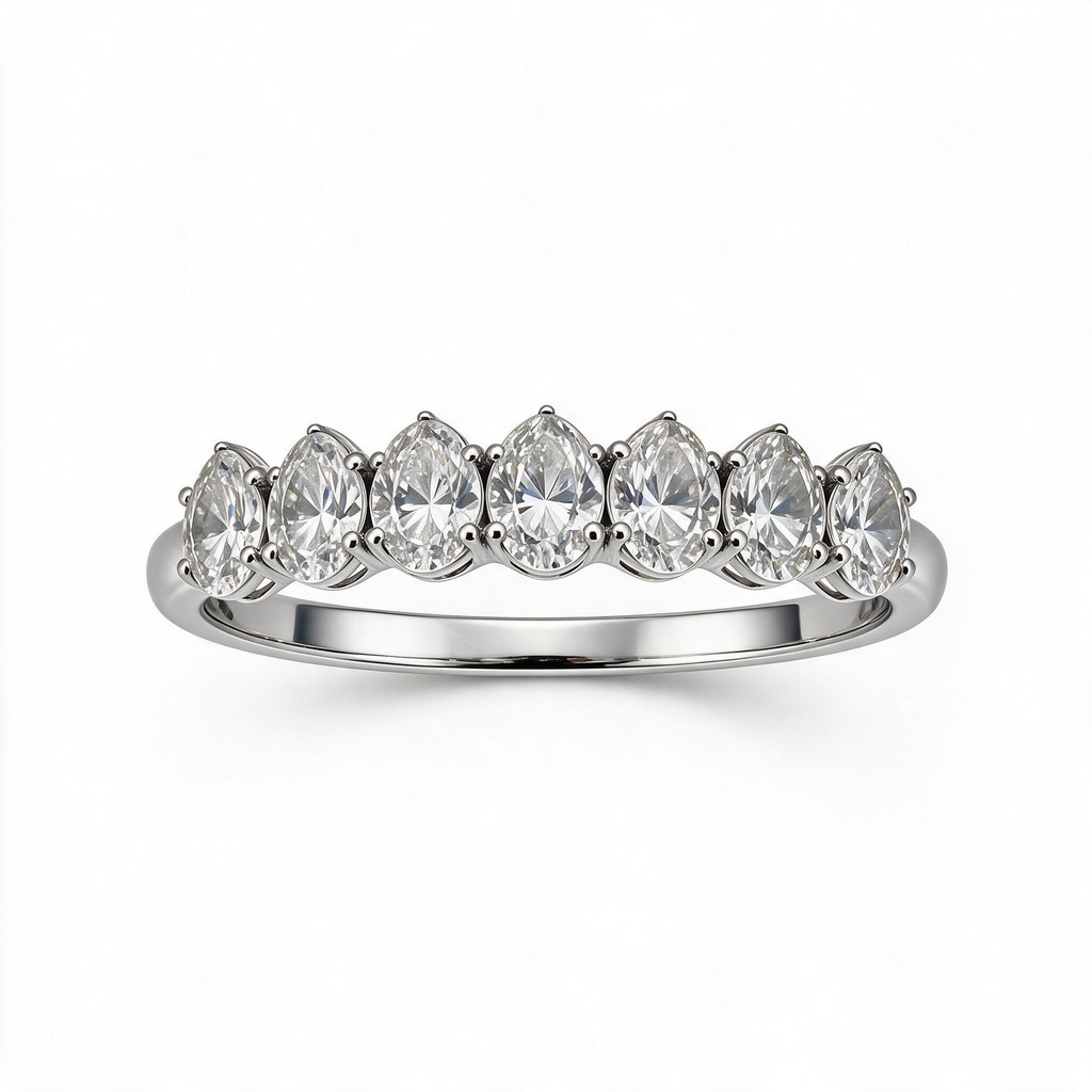 Oval 7-Stone Moissanite Half Eternity Ring