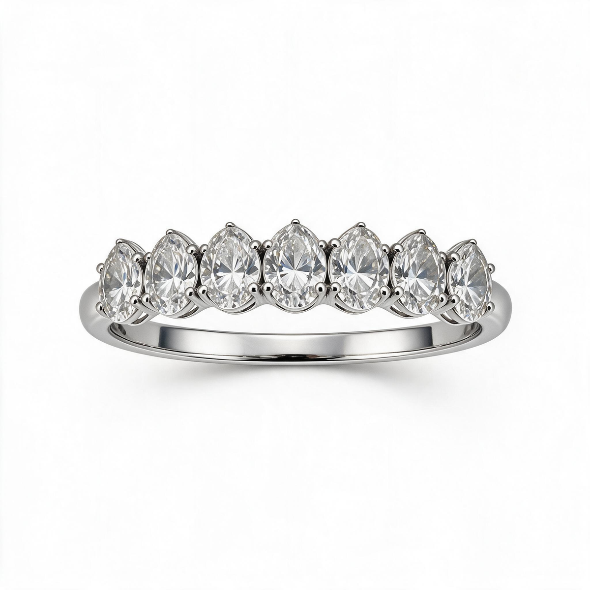 Oval 7-Stone Moissanite Half Eternity Ring