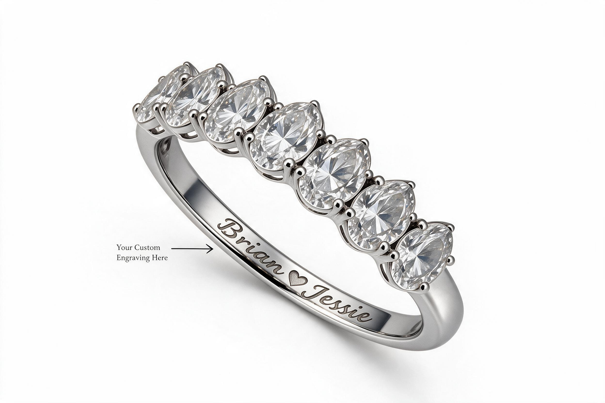Oval 7-Stone Moissanite Half Eternity Ring