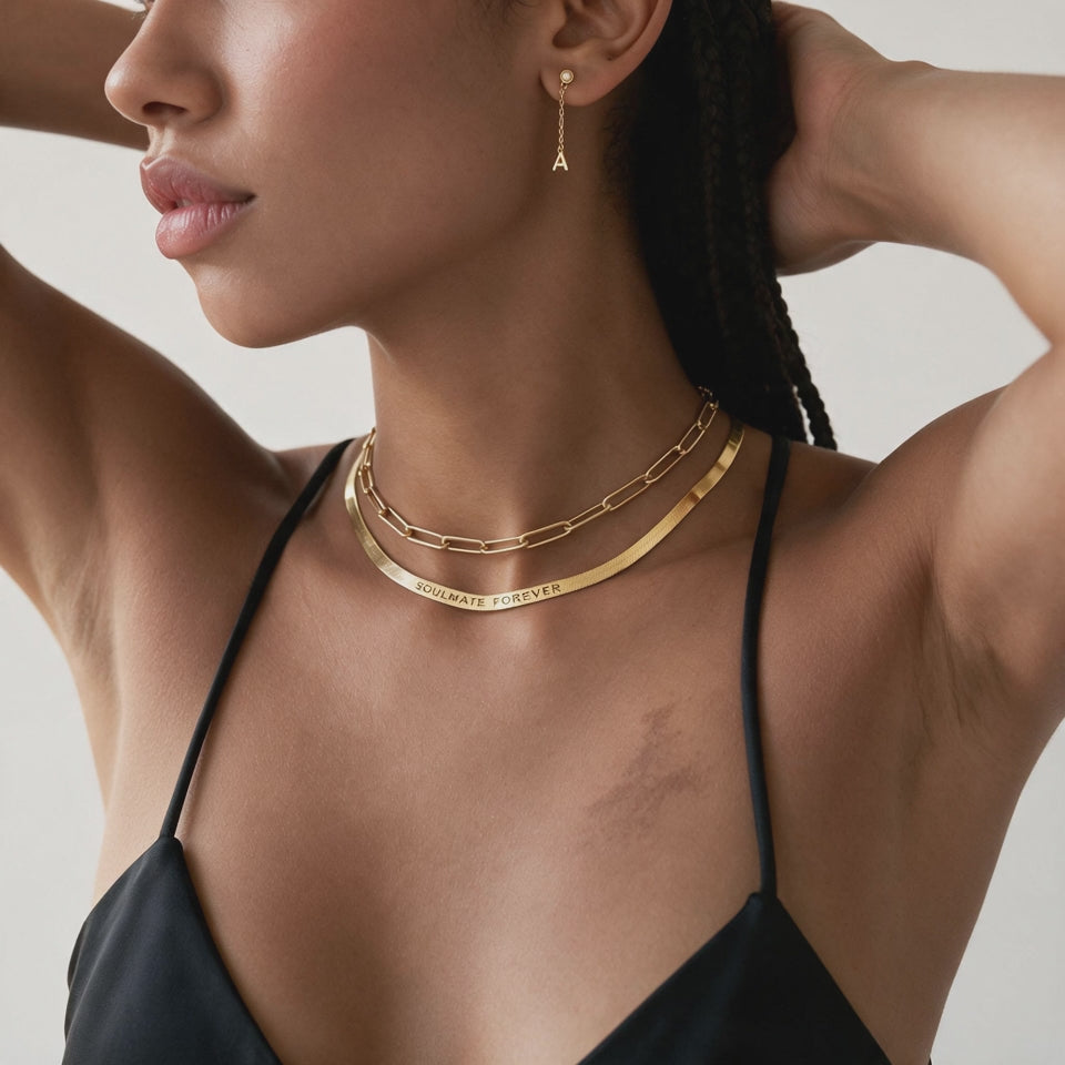Engraved Herringbone Necklace