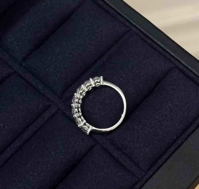 Oval 7-Stone Moissanite Half Eternity Ring