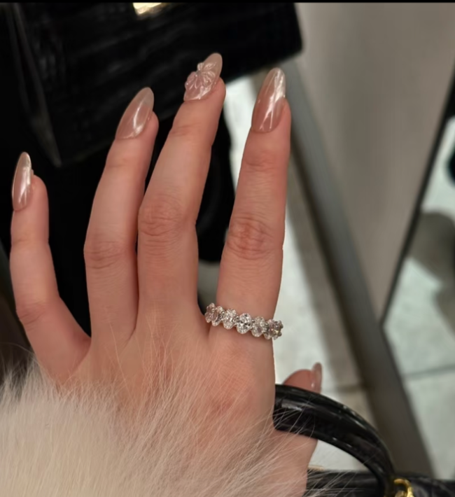 Oval 7-Stone Moissanite Half Eternity Ring